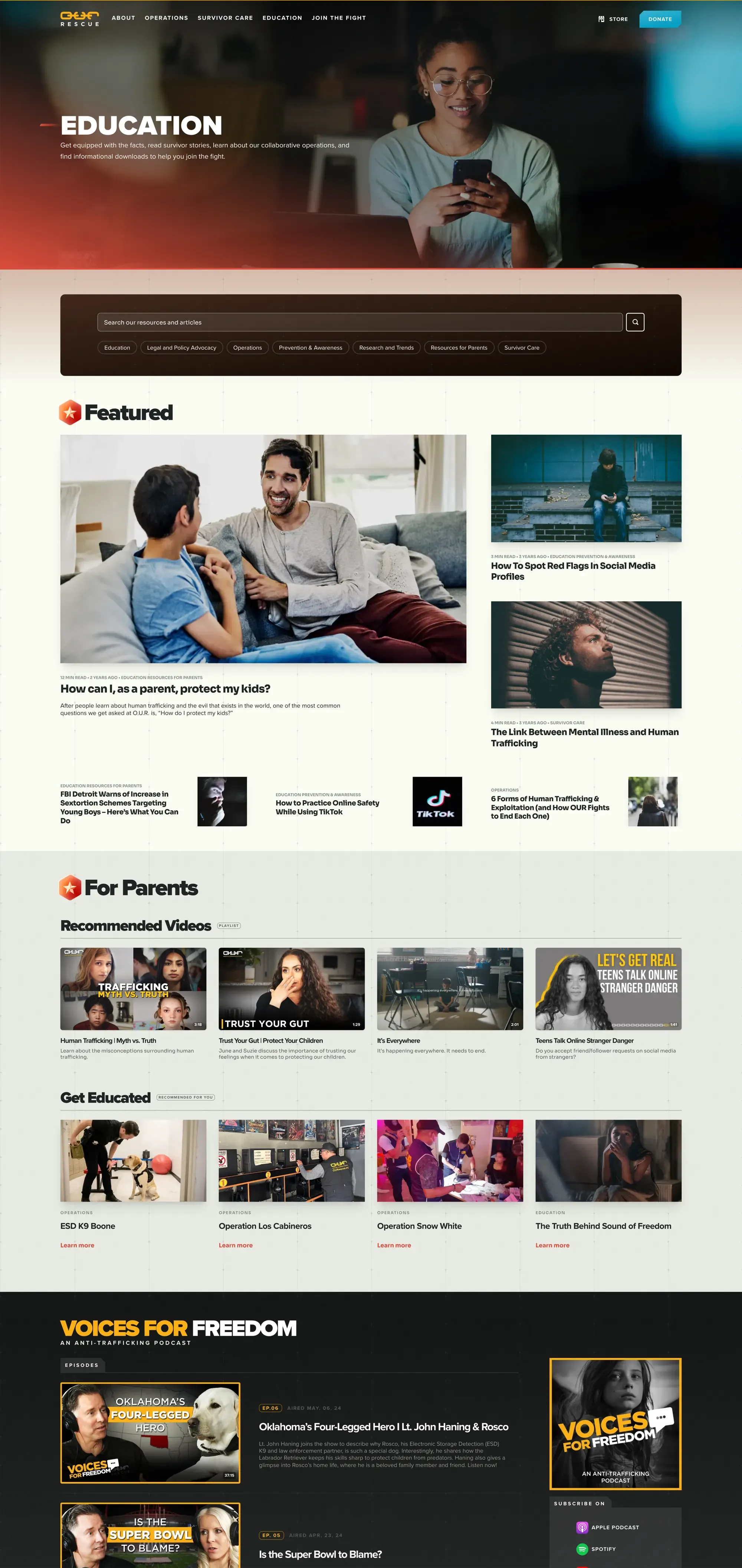 Education section screenshot