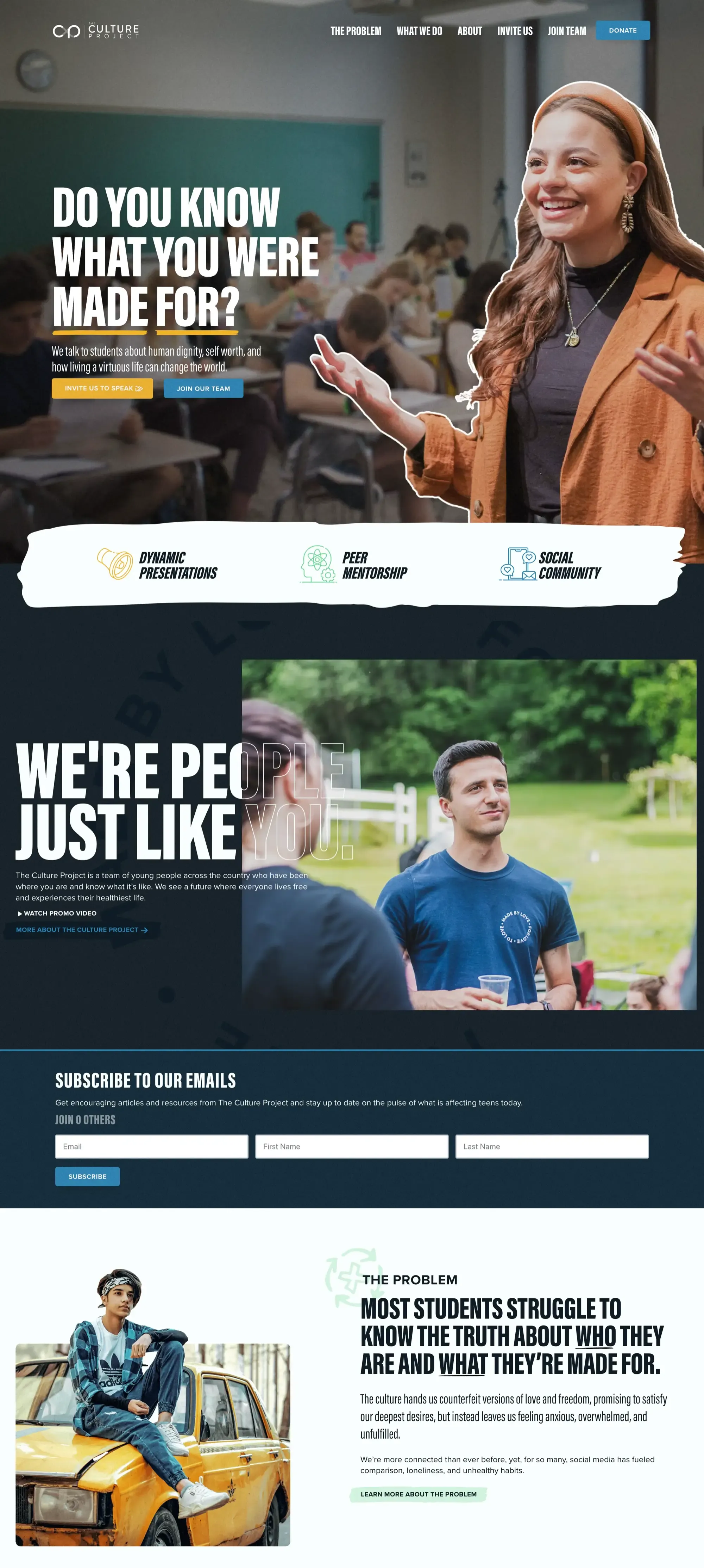 The homepage design of thecultureproject.org