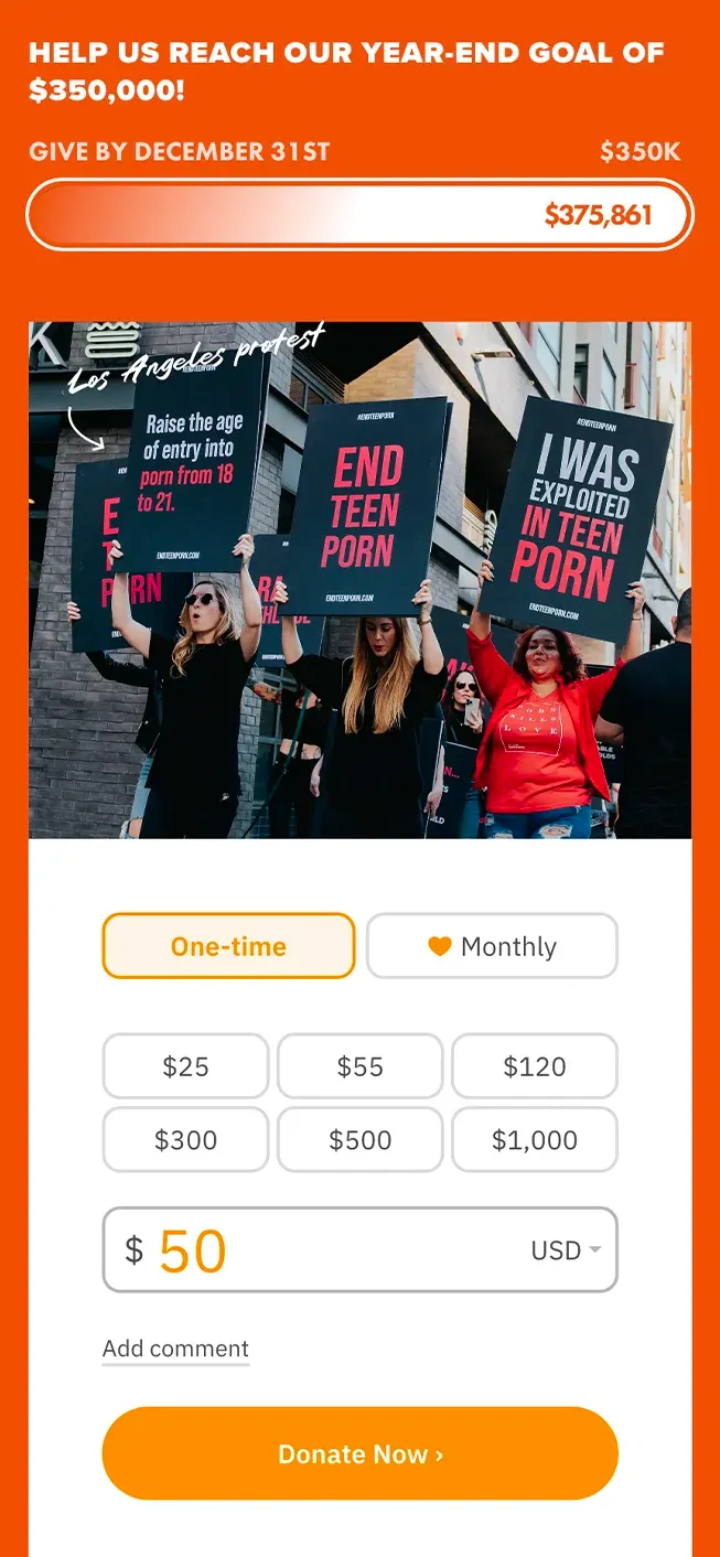 A mobile screenshot of the giving modal on the campaign page