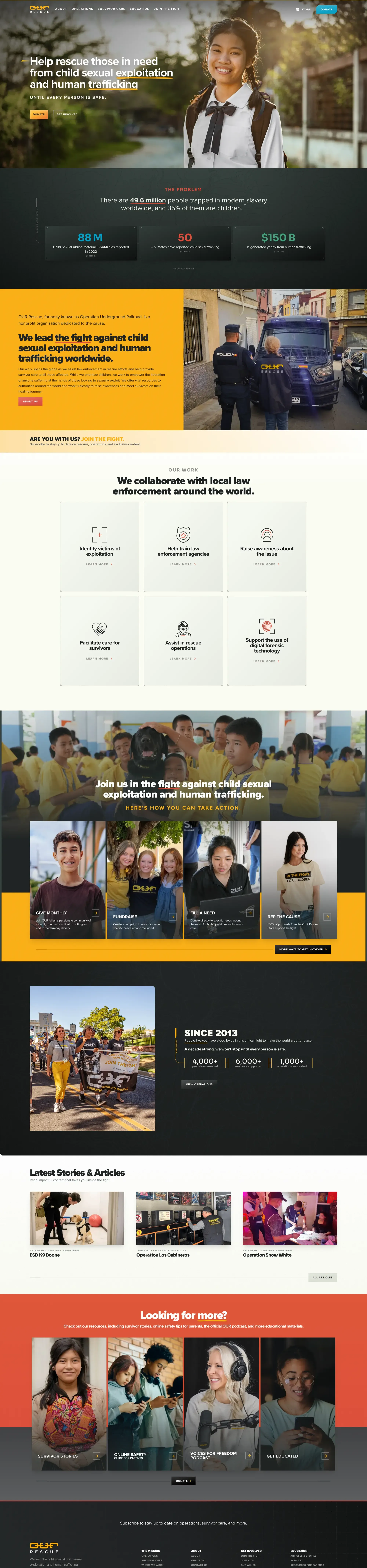 Our Rescue homepage screenshot