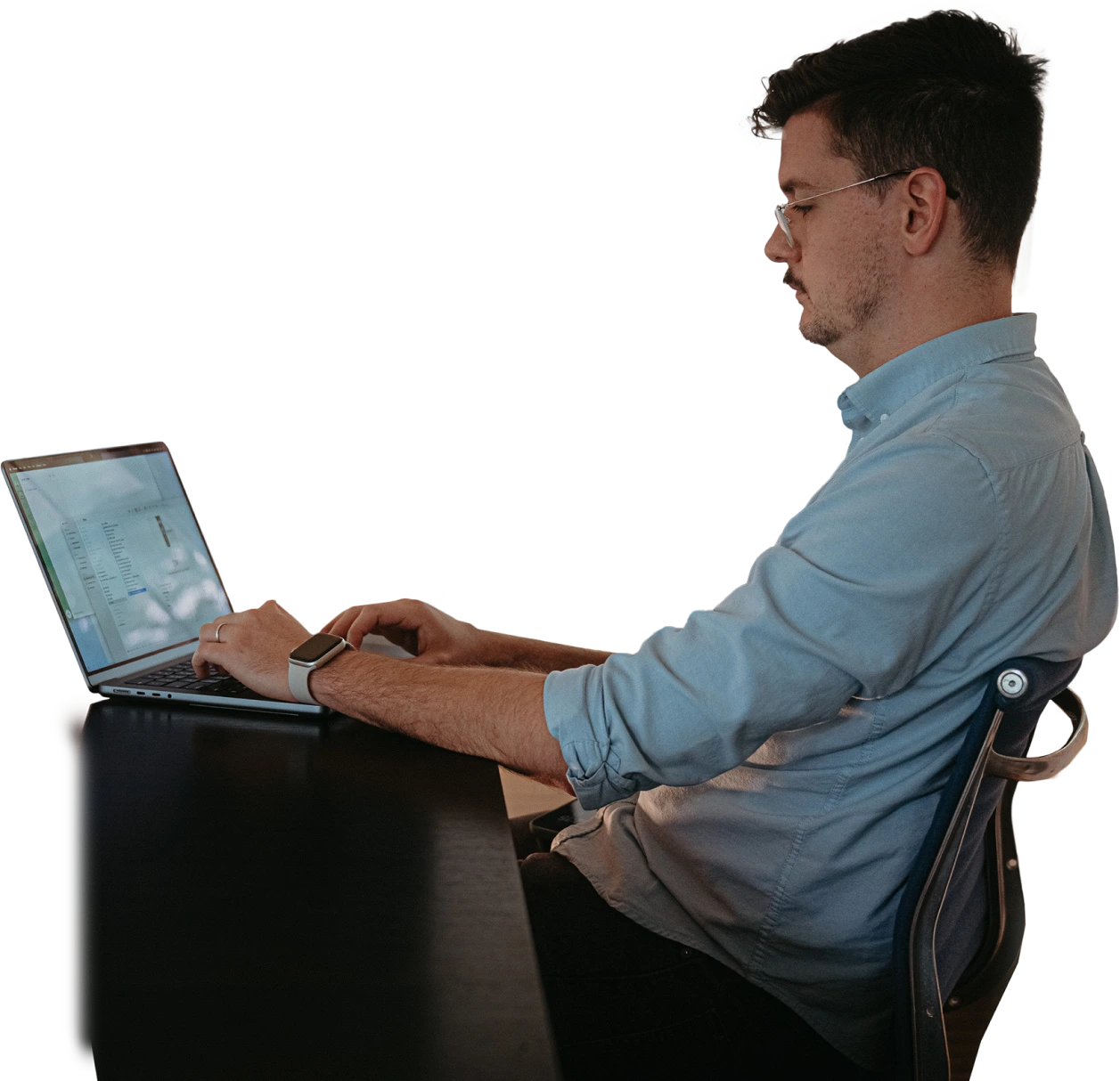 Computer desk with a laptop and a cup of coffee
